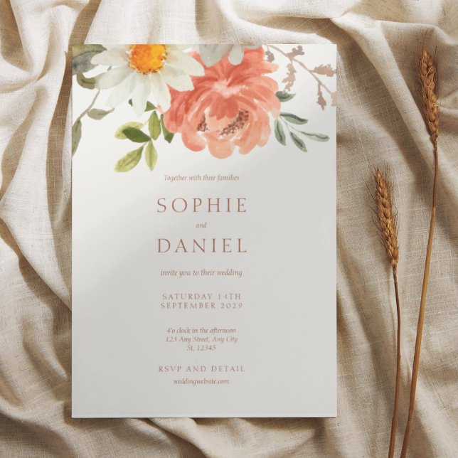Soft Chic Floral Watercolor Wedding Invitation (Creator Uploaded)