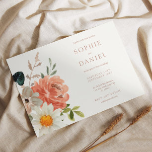 Soft Chic Floral Watercolor Wedding Invitation