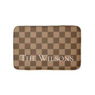 Soft Chocolate Squares Bath Mat