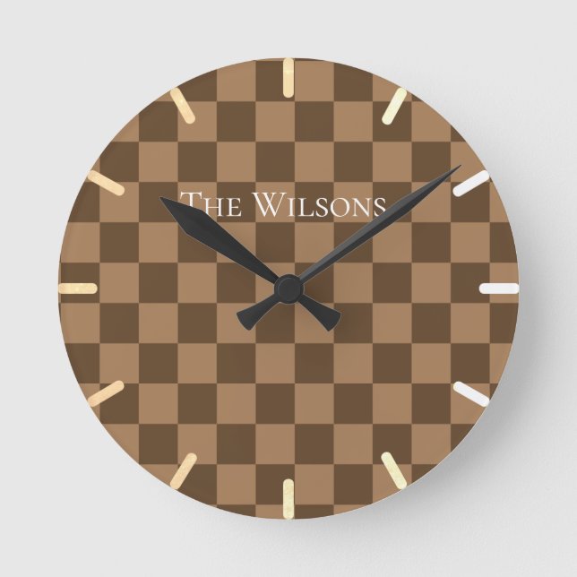 Soft Chocolate Squares Round Clock (Front)