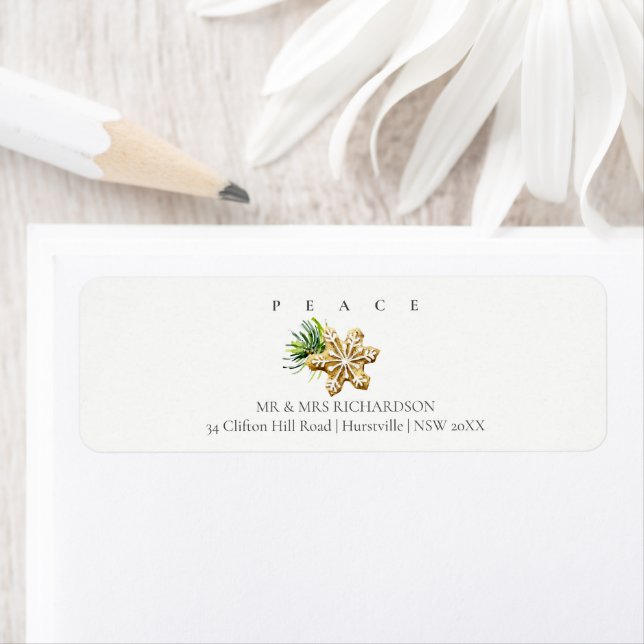 Soft Christmas Pine Star Cookie Address Peace (Insitu)