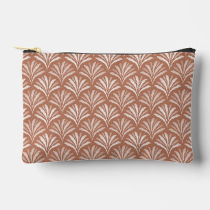 Soft Cinnamon Brown Scalloped Floral Fan Accessory Pouch
