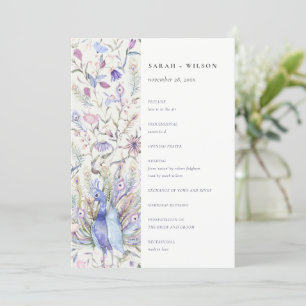 Soft Classy Ornate Floral Peacock Wedding Program Invitation