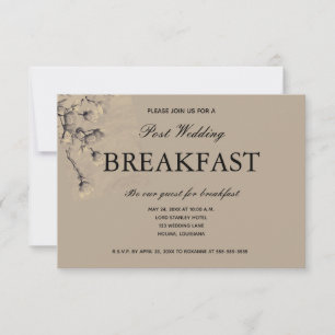 Soft Classy Taupe Floral Post Wedding Breakfast RSVP Card