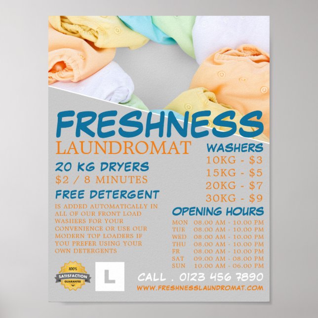 Soft Clothes, Laundromat, Cleaning Advertising Poster (Front)