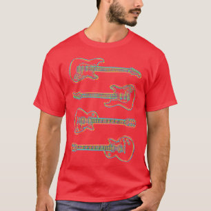 soft CMYK guitar outlines dark T-Shirt