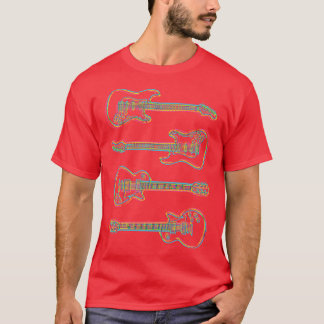 soft CMYK guitar outlines dark T-Shirt