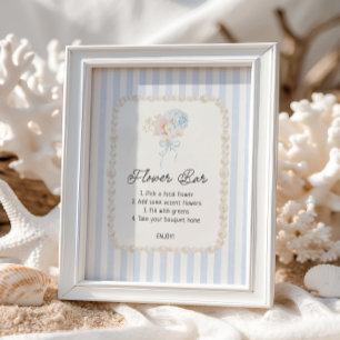 Soft Coastal Bridal Shower Flower Bar Poster
