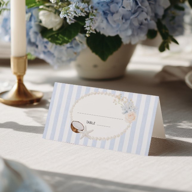 Soft Coastal Bridal Shower  Place Card (Creator Uploaded)