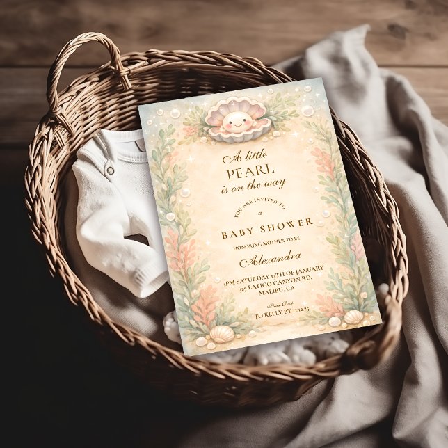 Soft Coastal Pearl Storybook Baby Shower Invitation (Creator Uploaded)