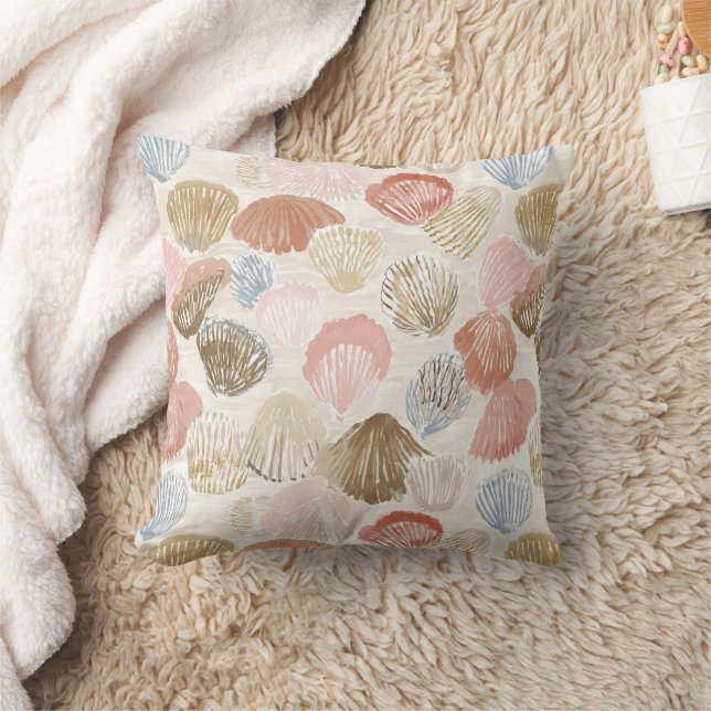 Soft Coastal Seashell Beach Pattern Cushion (Blanket)