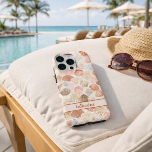 Soft Coastal Seashell Beach Pattern iPhone 16 Pro Case