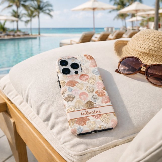 Soft Coastal Seashell Beach Pattern iPhone Case (Creator Uploaded)