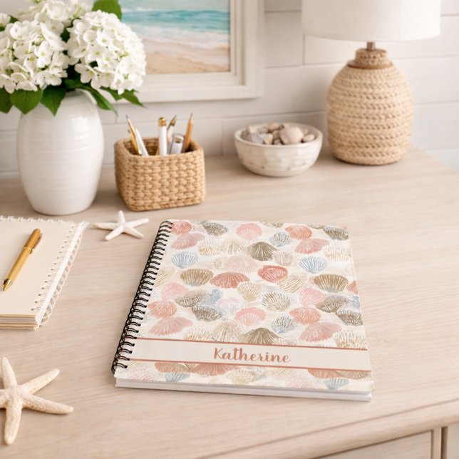 Soft Coastal Seashell Beach Pattern Notebook (Creator Uploaded)