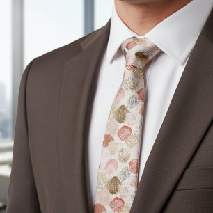 Soft Coastal Seashell Beach Pattern Tie
