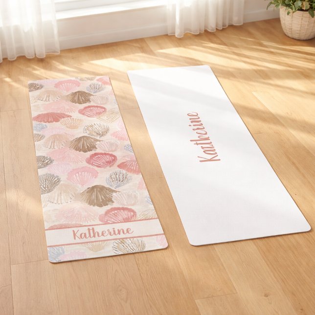 Soft Coastal Seashell Beach Pattern Yoga Mat (Creator Uploaded)