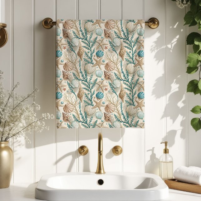 Soft Coastal Towel Ivory and Blue Ocean Accent (Soft Coastal Towel Ivory and Blue Ocean Accent)