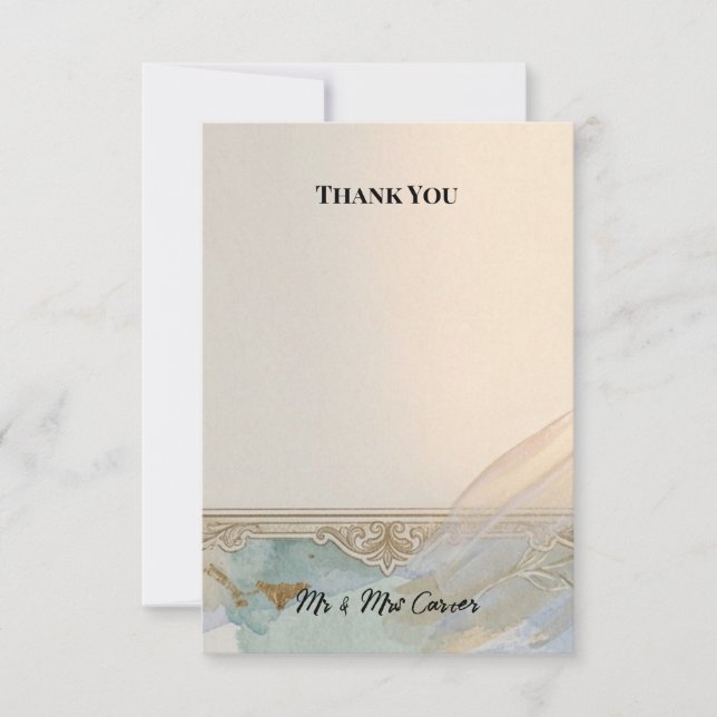 Soft Coastal Wedding Thank You Card (Front)