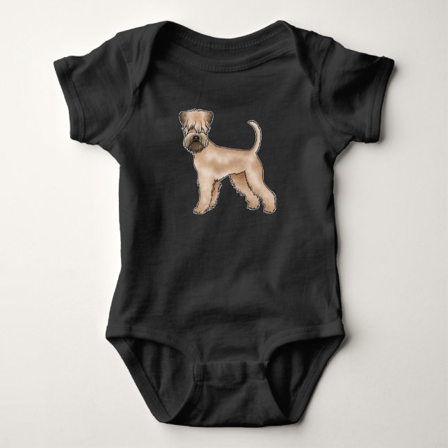 Soft-Coated Wheaten Terrier Beige Cute Cartoon Dog Baby Bodysuit (Front)