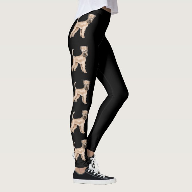 Soft-Coated Wheaten Terrier Cartoon Dogs Black Leggings (Right)