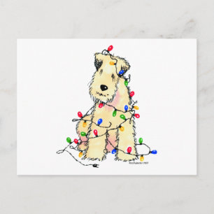 Soft Coated Wheaten Terrier - Christmas Holiday Postcard
