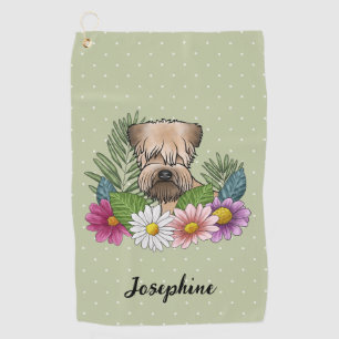 Soft-Coated Wheaten Terrier Colourful Flowers Gree Golf Towel