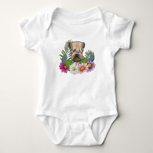 Soft-Coated Wheaten Terrier Colourful Wildflowers Baby Bodysuit (Front)