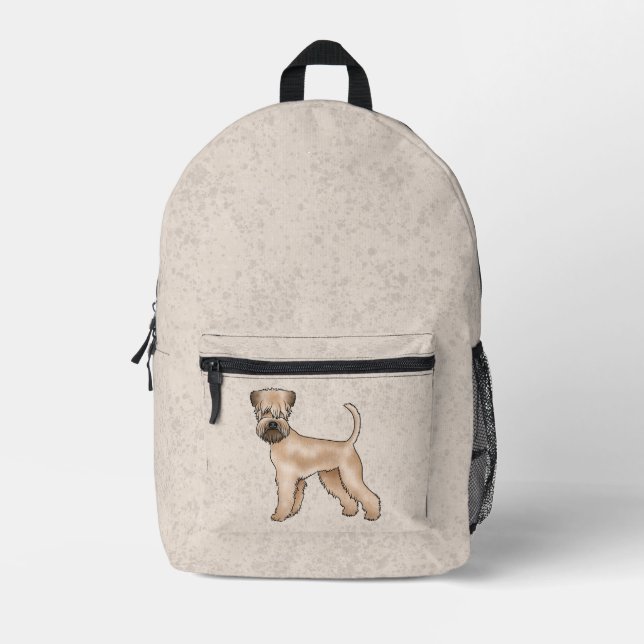 Soft-Coated Wheaten Terrier Dog Cute Illustration Printed Backpack (Front)