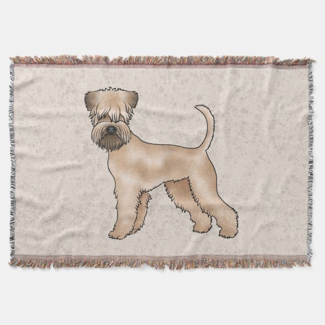 Soft-Coated Wheaten Terrier Dog Cute Illustration Throw Blanket (Front)