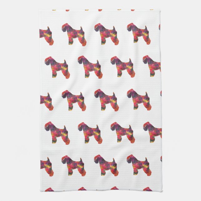 Soft Coated Wheaten Terrier Dog Geo Multi Tea Towel (Vertical)