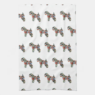 Soft Coated Wheaten Terrier Dog Geo Plaid Tea Towel