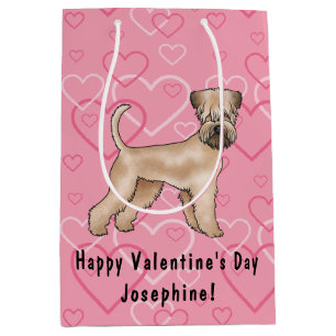 Soft-Coated Wheaten Terrier Dog Heart Pattern Pink Medium Gift Bag