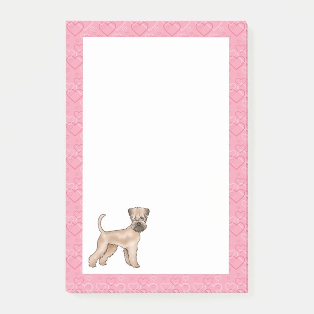 Soft-Coated Wheaten Terrier Dog Heart Pattern Pink Post-it Notes (Front)