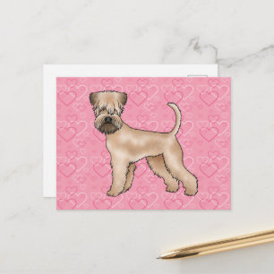 Soft-Coated Wheaten Terrier Dog Heart Pattern Pink Postcard