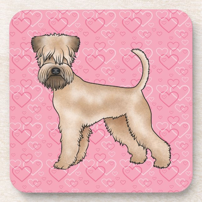 Soft-Coated Wheaten Terrier Dog Love Heart Pattern Coaster (Front)