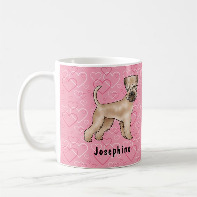 Soft-Coated Wheaten Terrier Dog Love Heart Pattern Coffee Mug (Left)