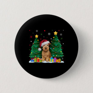 Soft Coated Wheaten Terrier Dog Lover Santa Hat Xm 6 Cm Round Badge
