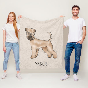 Soft-Coated Wheaten Terrier Dog On Beige With Name Fleece Blanket