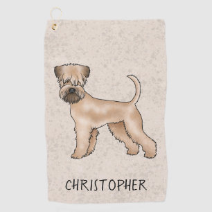 Soft-Coated Wheaten Terrier Dog On Beige With Name Golf Towel