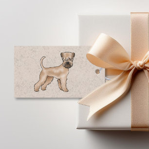 Soft-Coated Wheaten Terrier Dog Standing On Beige Gift Tags