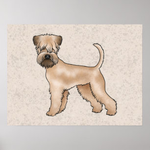 Soft-Coated Wheaten Terrier Dog Standing On Beige Poster