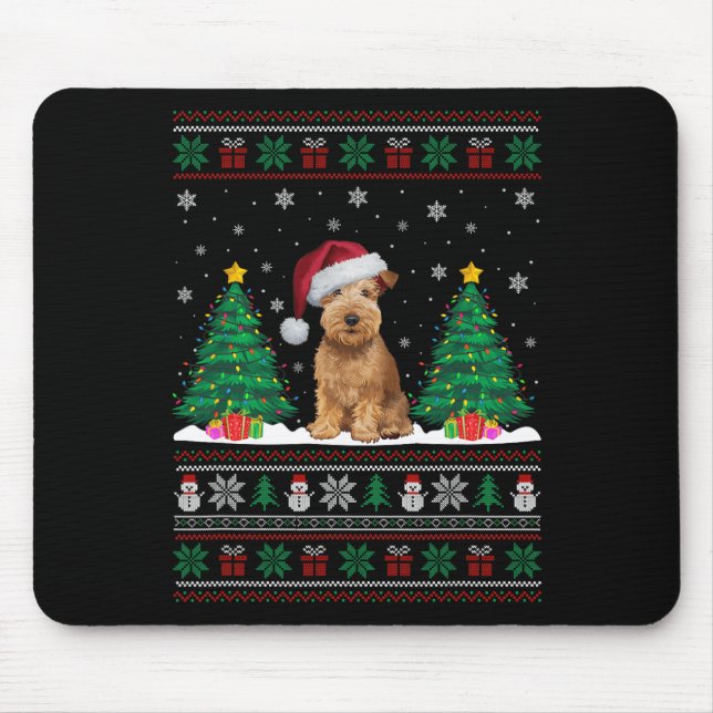 Soft Coated Wheaten Terrier Dog Xmas Tree Light Ug Mouse Pad (Front)