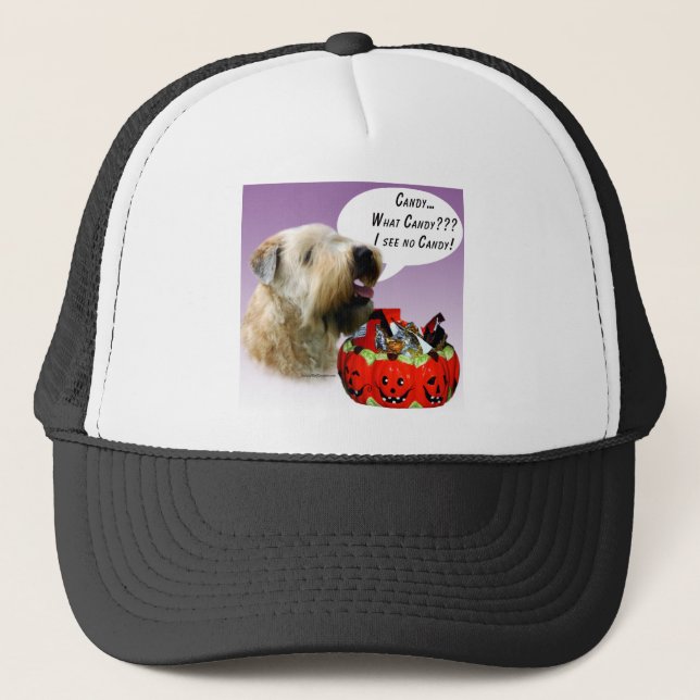 Soft Coated Wheaten Terrier Halloween Candy Trucker Hat (Front)