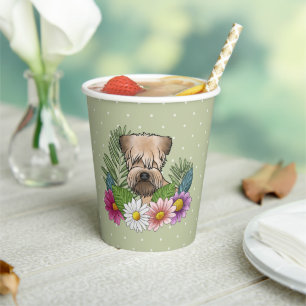 Soft-Coated Wheaten Terrier Head Colourful Flowers Paper Cups