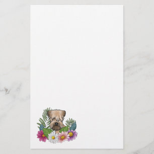 Soft-Coated Wheaten Terrier Head Colourful Flowers Stationery