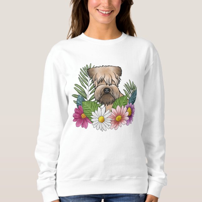 Soft-Coated Wheaten Terrier Head Colourful Flowers Sweatshirt (Front)