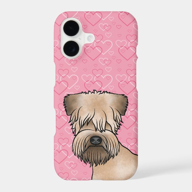 Soft-Coated Wheaten Terrier Head On Pink Hearts (Back)
