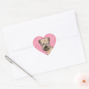 Soft-Coated Wheaten Terrier Head On Pink Hearts Heart Sticker