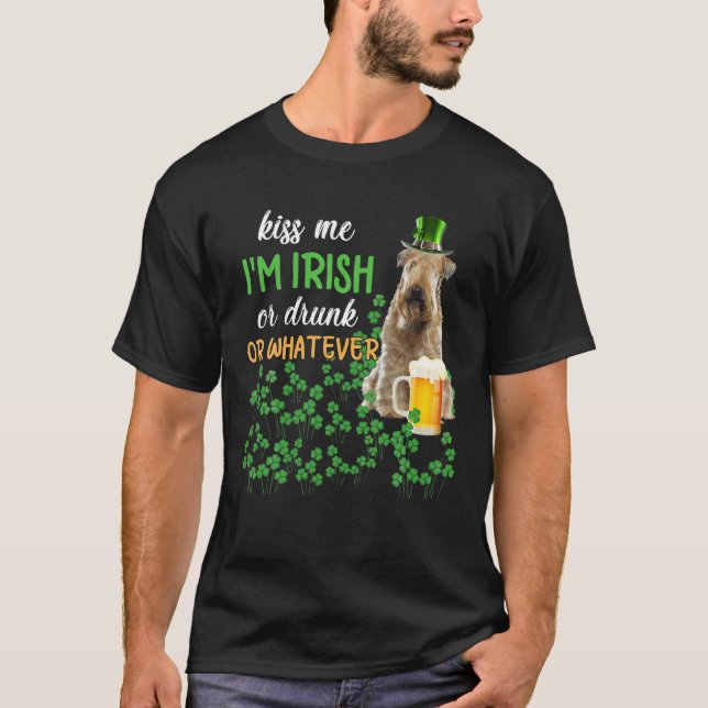 Soft Coated Wheaten Terrier Kiss Me I'm Irish Or D T-Shirt (Front)