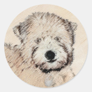 Soft Coated Wheaten Terrier Painting Original Art Classic Round Sticker